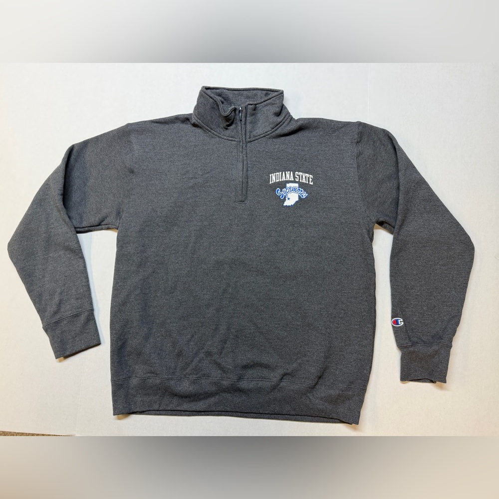 Champion Indiana St Sycamores Men’s‎ Large Dark Grey Quarter Zip Sweatshirt